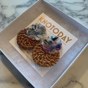 Handmade Multicolor Tortoiseshell Wicker Earrings